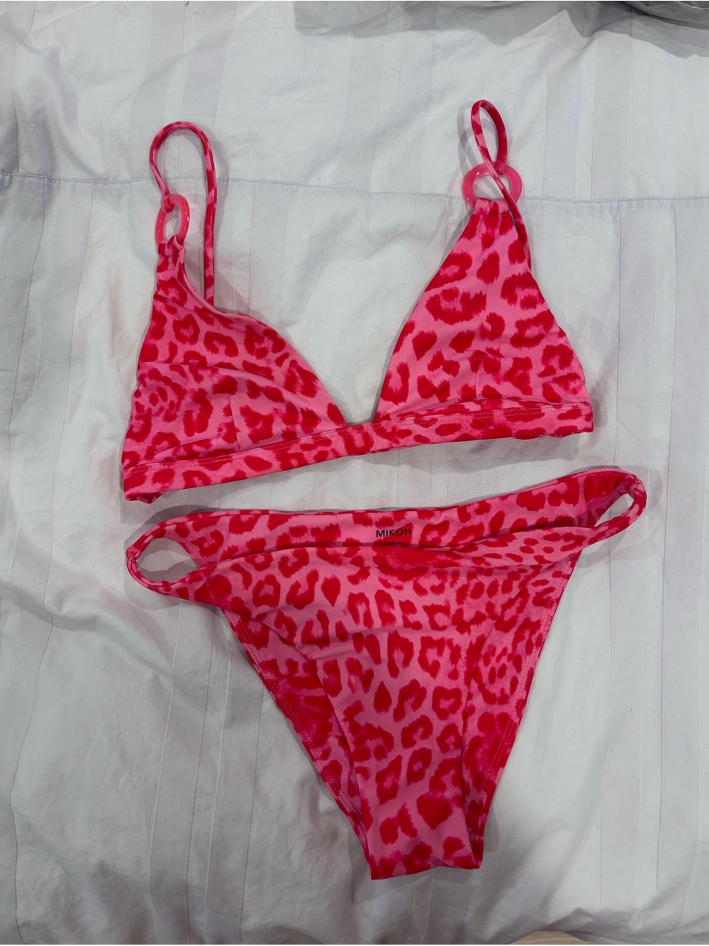 MIKOH Pink Leopard Triangle Bikini Top & Bottom Set